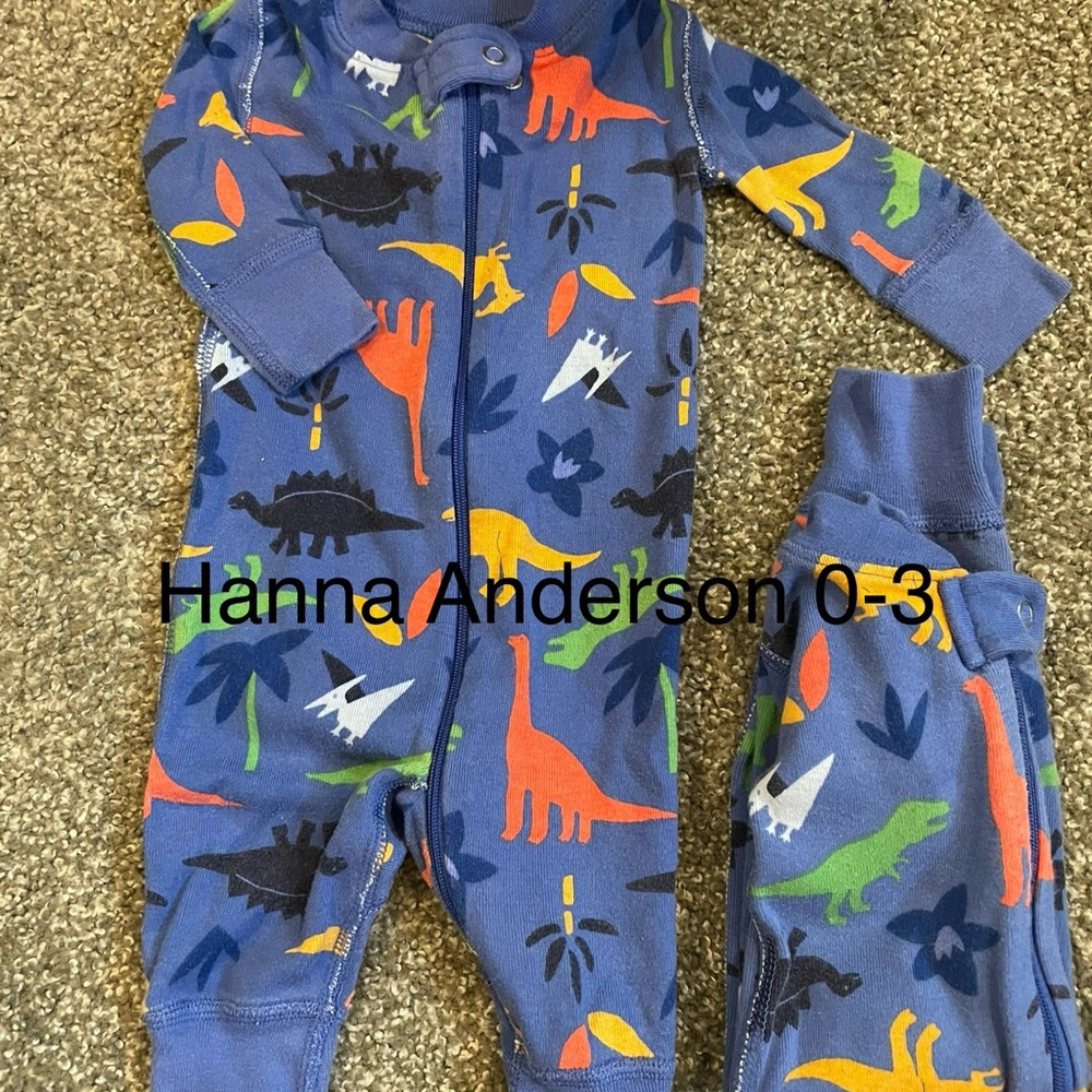 Hanna Andersson Blue Dinosaur Print Onesie